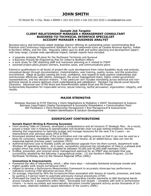 Sample resume relationship manager sme