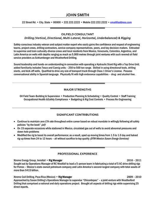 Oilfield Consultant Resume Template