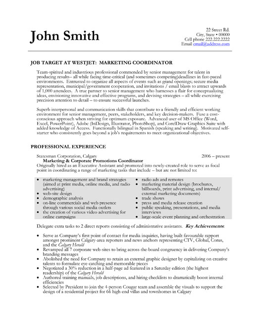 Marketing Coordinator Resume Template