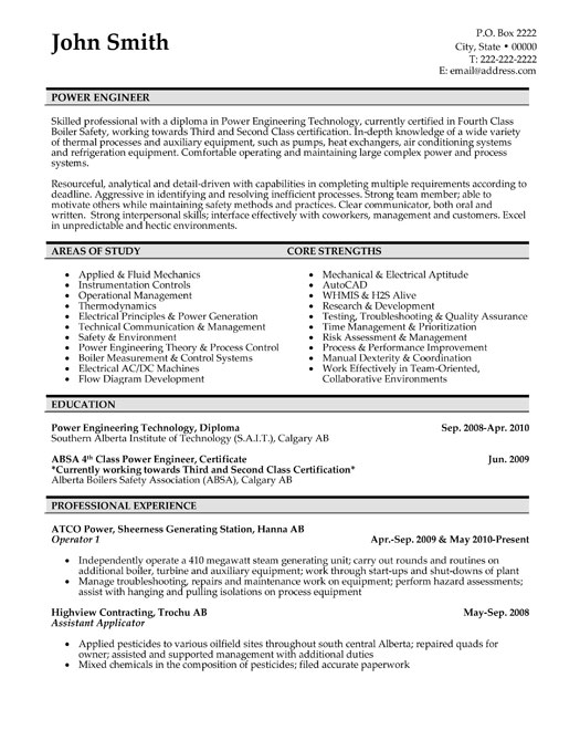 Engineer resume templates word