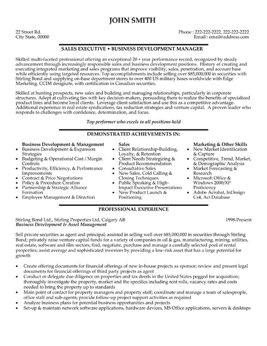 executive resumes samples free