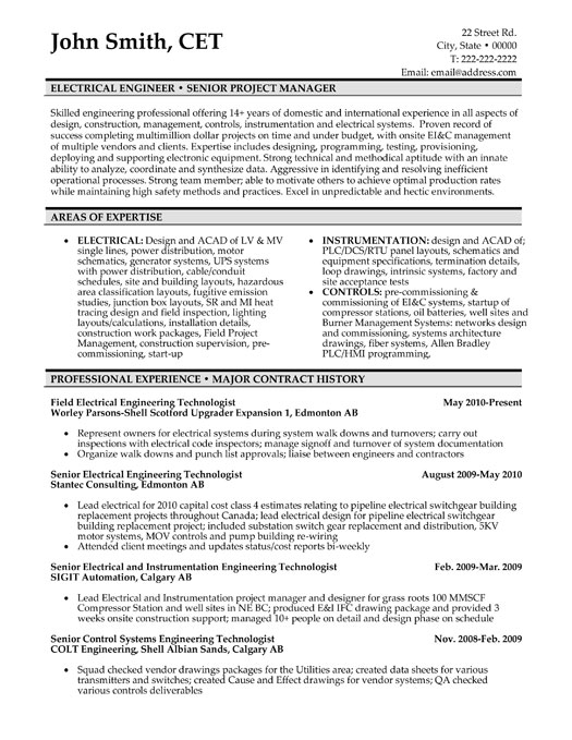 Resume format for electrical engineer doc