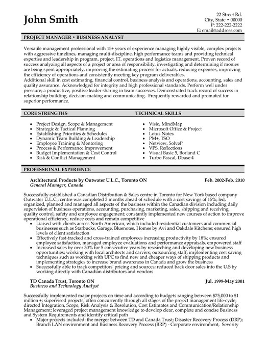 Business management resume example