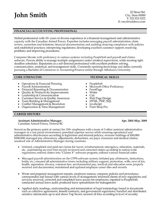 Finance And Accounting Resume Template