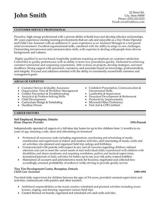 Professional Resume Samples Customer Service