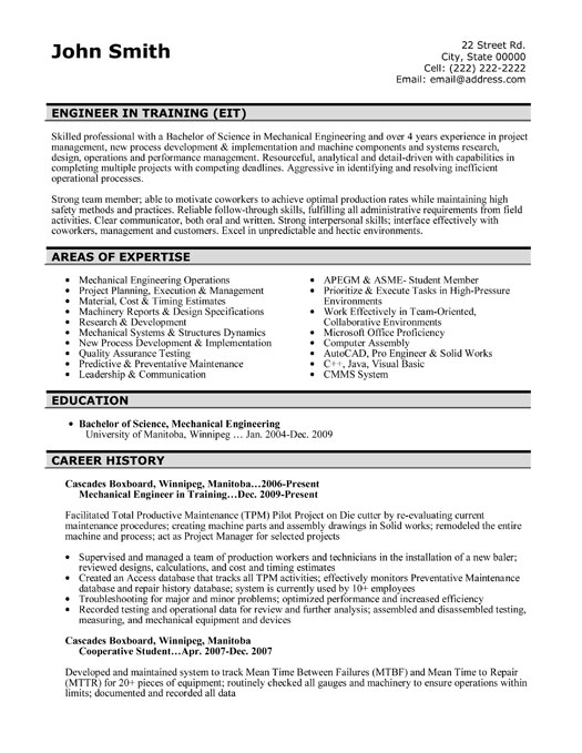Training Engineer Resume Template Training Engineer Resume Template