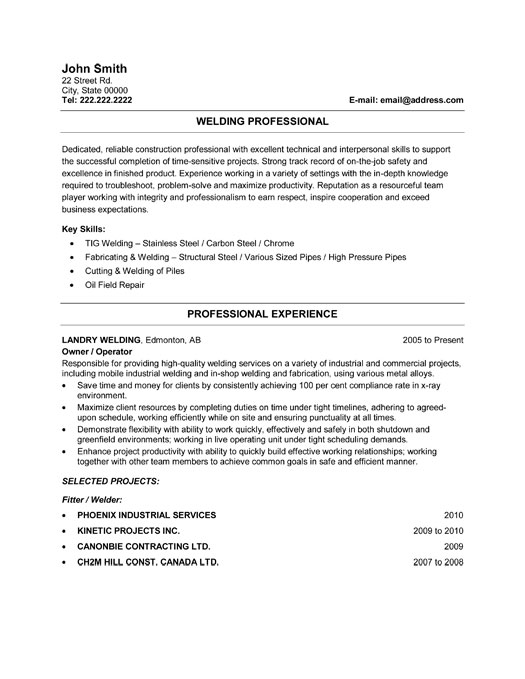 Certified welder resume
