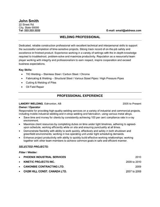 Welding Professional Resume Template