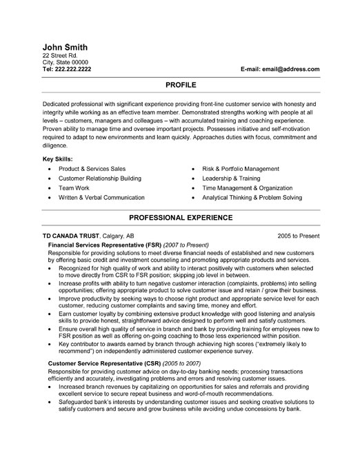 Resume financial services professional