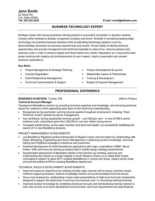 Business Technology Expert Resume Template