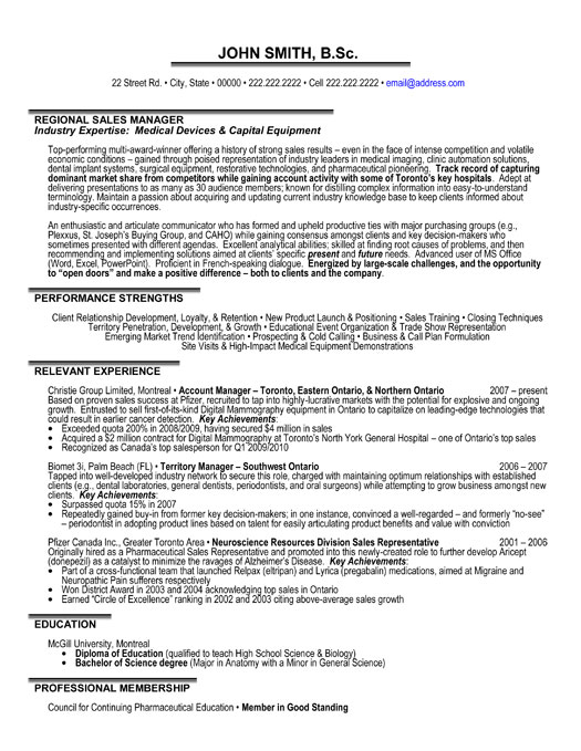 regional sales manager resume template