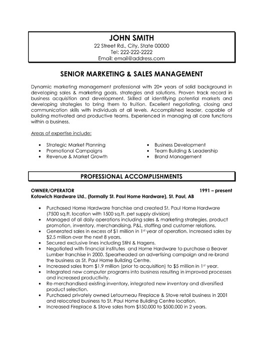 Senior marketing resume