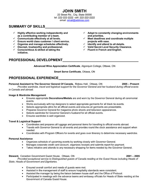 personal assistant resume template