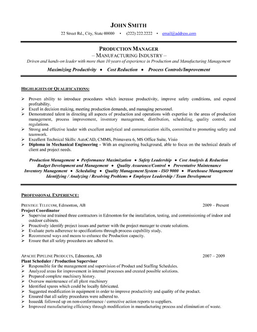 Project Manager Resume Template