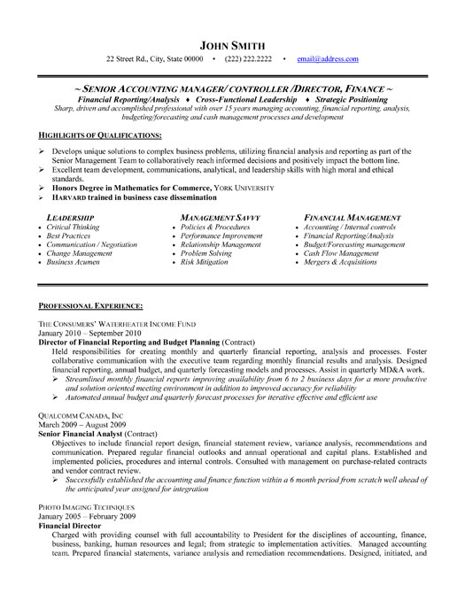 Senior manager resume template