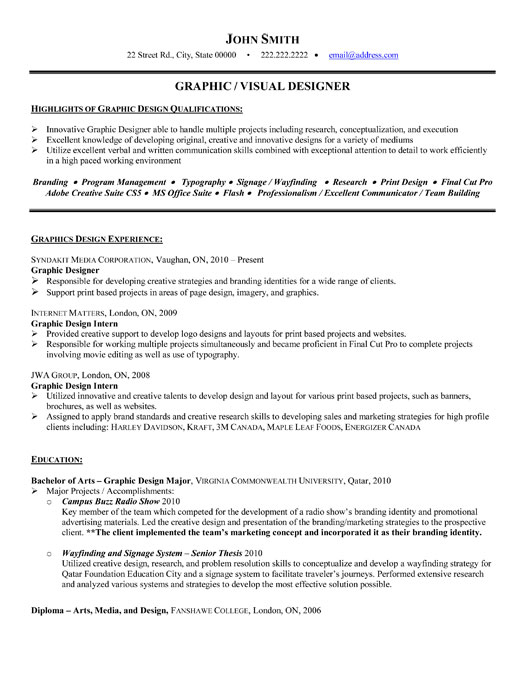 graphic design resume cover letter