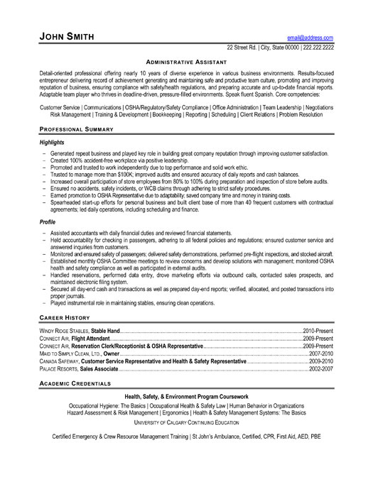 Resume points for administrative assistant