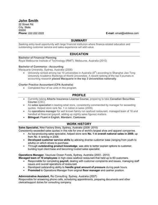 sales specialist resume template
