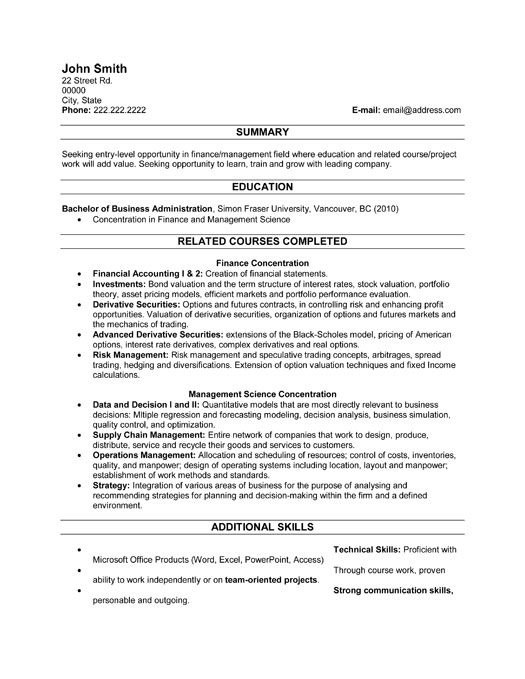 Resume recent grad