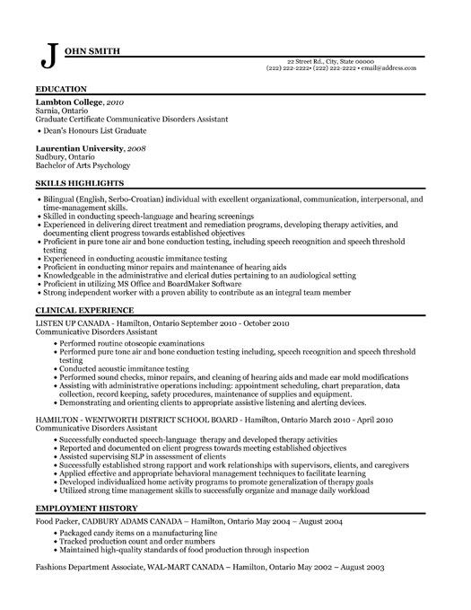audiology clinical assistant resume template