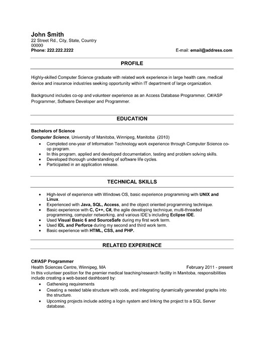 Recent Graduate Resume