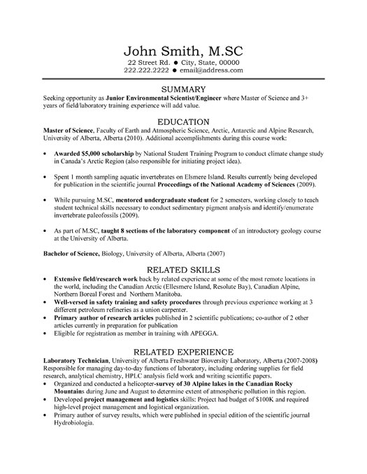 Laboratory resume examples