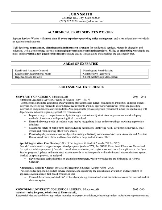 Sample student academic resume