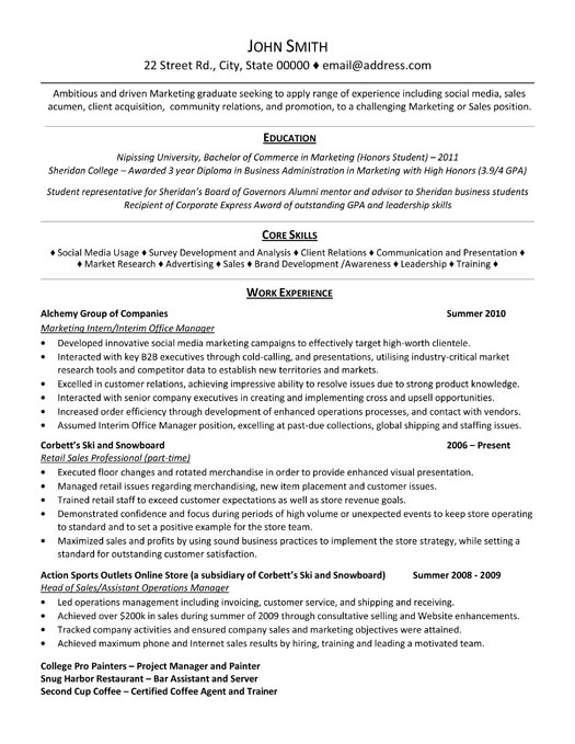 Intern resume templates