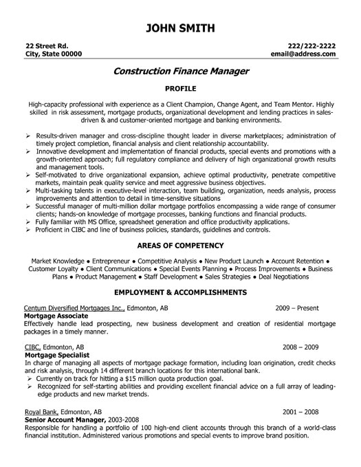 Finance And Accounting Resume Template