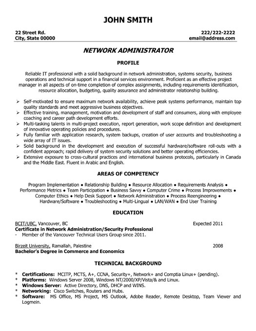 network administrator resume template premium resume