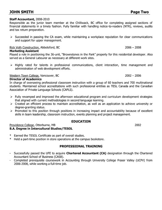 Assistant controller sample resume