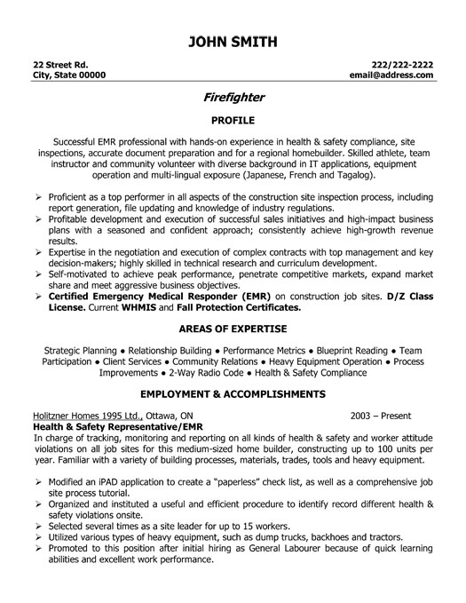 Fire fighter cover letter