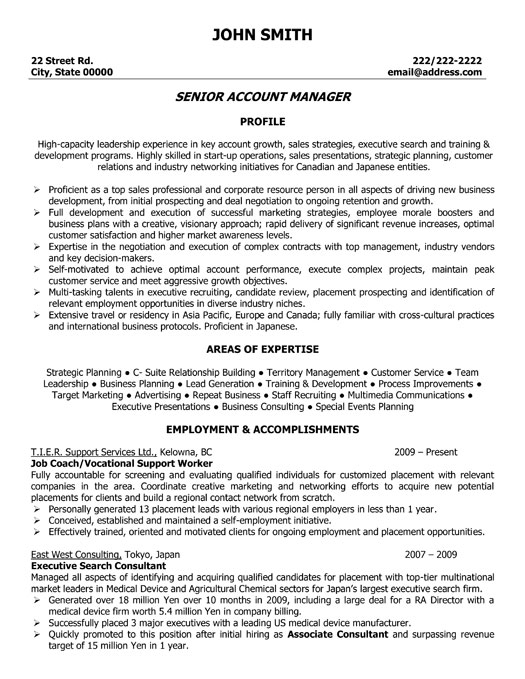 sample resume format accounts executive