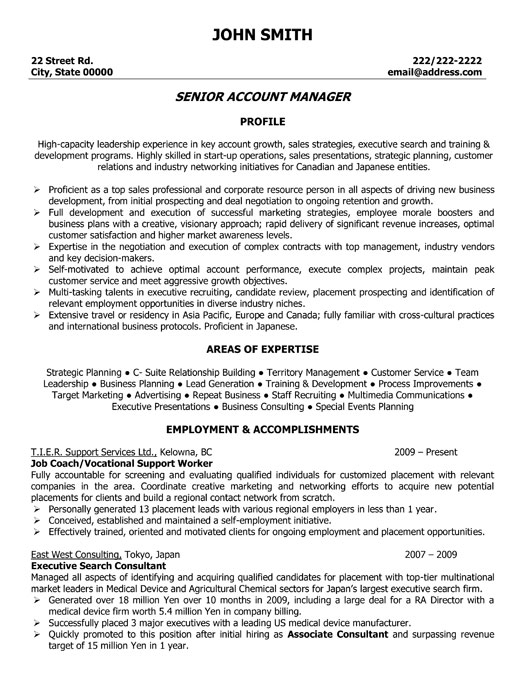 Account manager sample resume