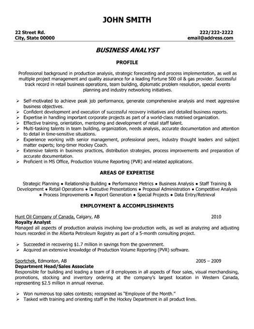 Business analyst airline domain resume