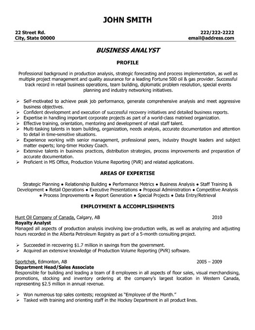 Business Analyst Resume Template