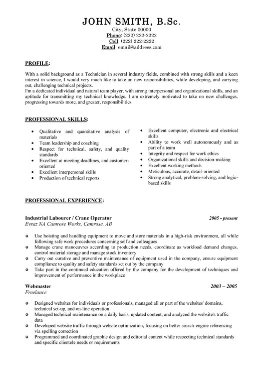 Industrial resume samples