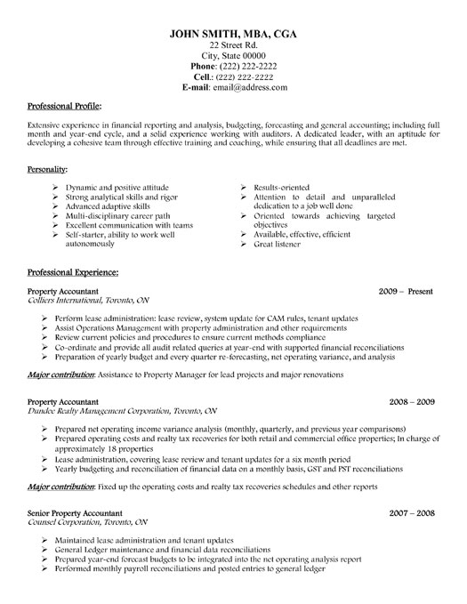 Resume for accountancy