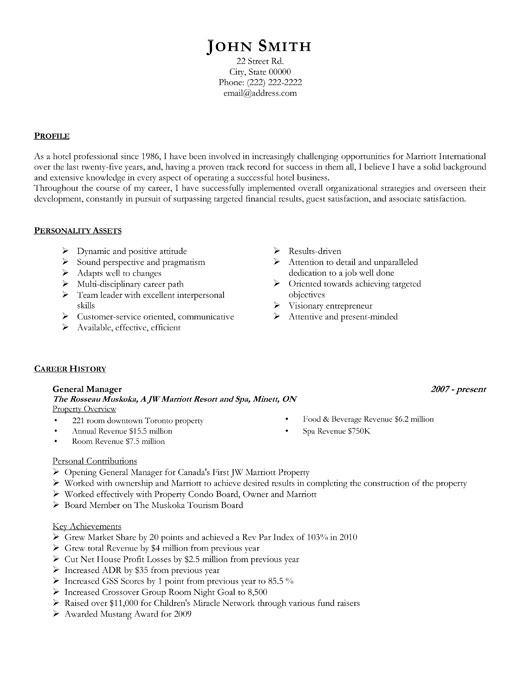 General Manager Resume Template