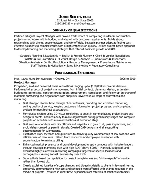 Construction free resume
