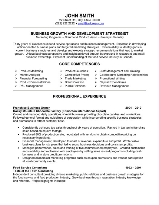 Small company owner resume