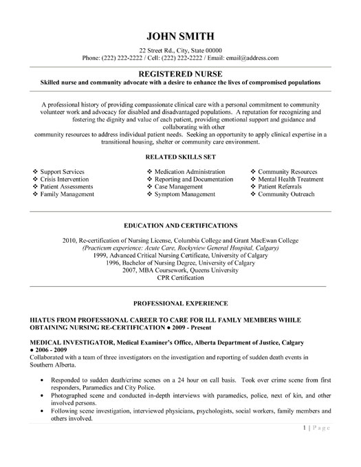 Registered nurse resume cover letter template