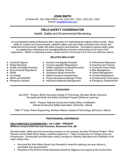 Safety Manager Resume Examples