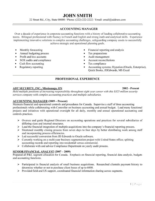 Account manager sample resume