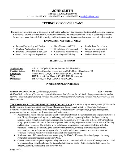 Technology Consultant Resume Template