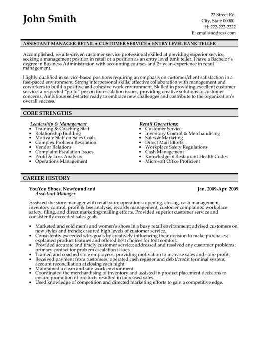 Customer service assistant manager resume sample