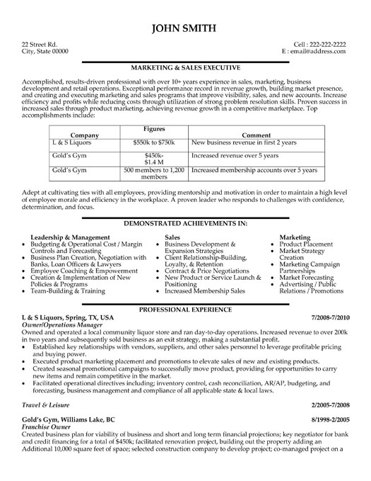 Marketing executive resume doc