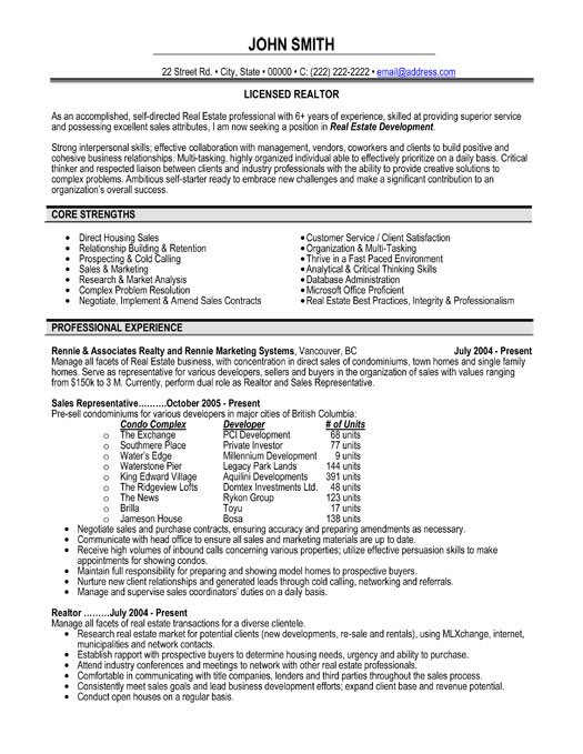 Licensed Realtor Resume Template