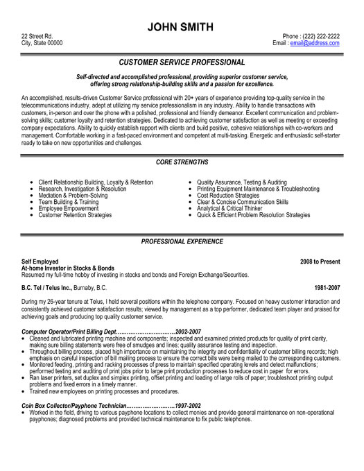 customer service professional resume template premium
