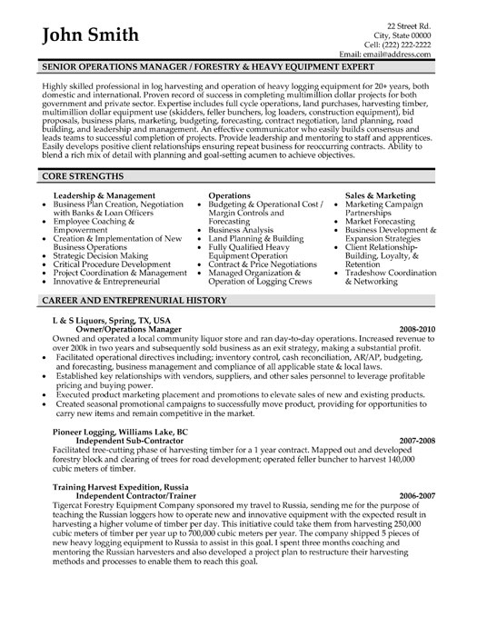 Senior Operations Manager Resume Template